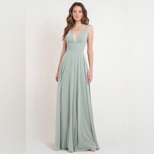 Jenny Yoo Brady Bridesmaid Formal Long Gown Morning Mist Green 4